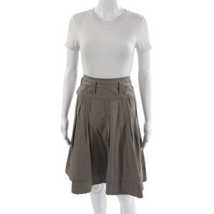 Oilily Womens Brown Cotton Pleated Knee Length Skirt Size 42